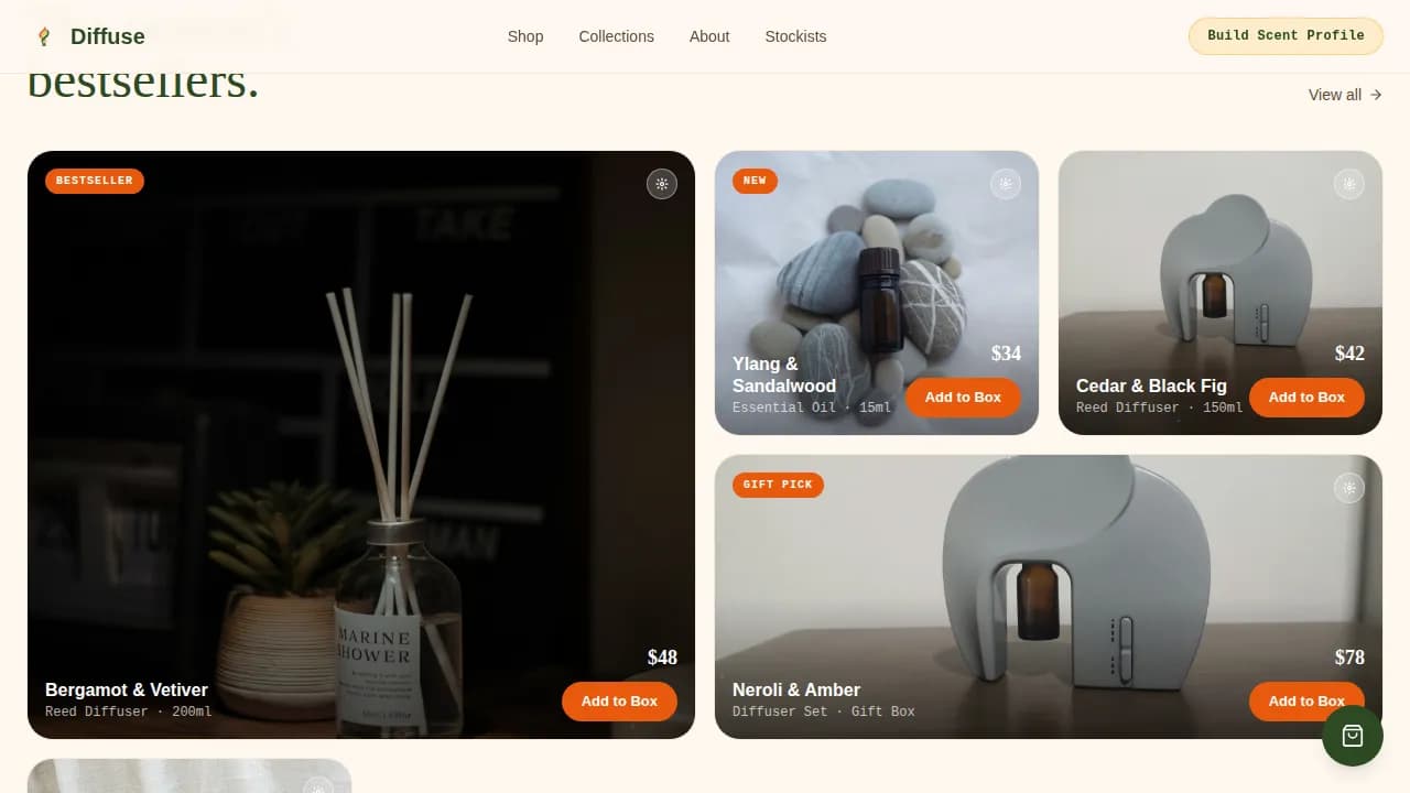 Diffuse — Artisan Fragrance Landing Page Template