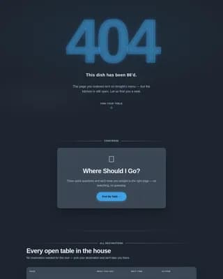 Restaurant 404 Recovery & Interactive Redirect Website Template