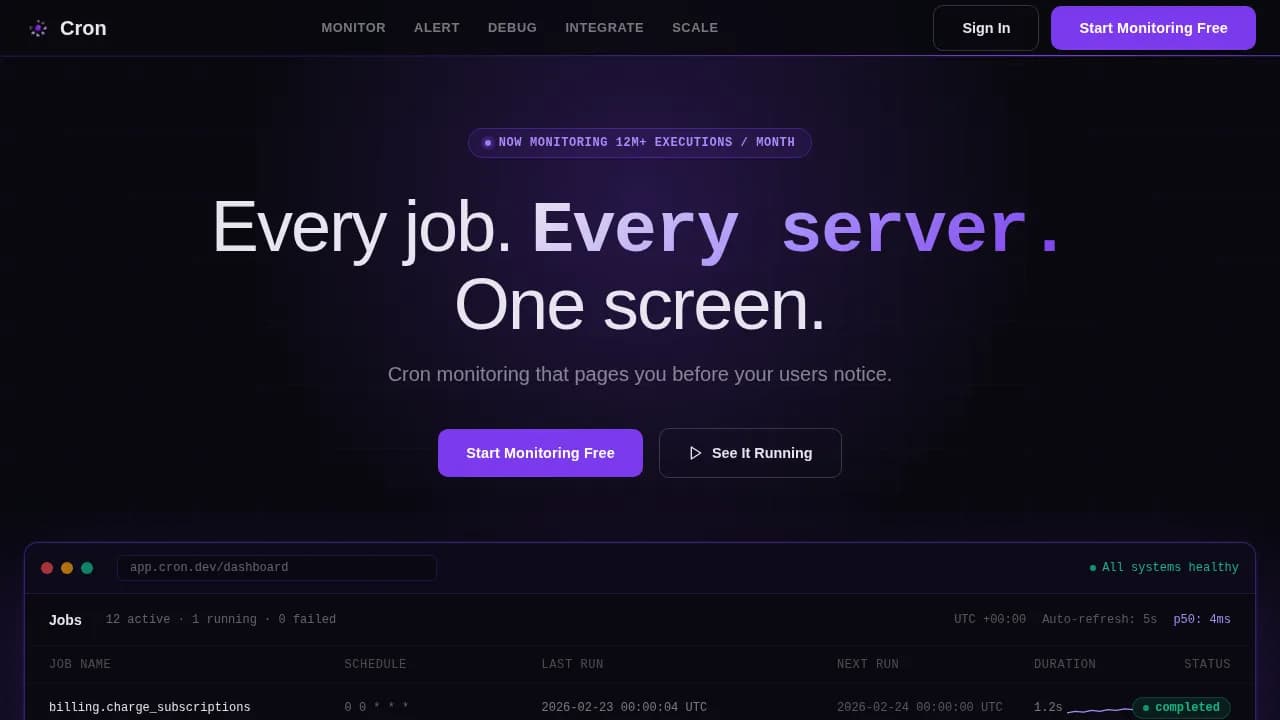 Cron — Server Automation Landing Page Template