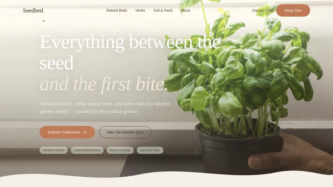 Seedbed — Curated Garden Supply Landing Page Template