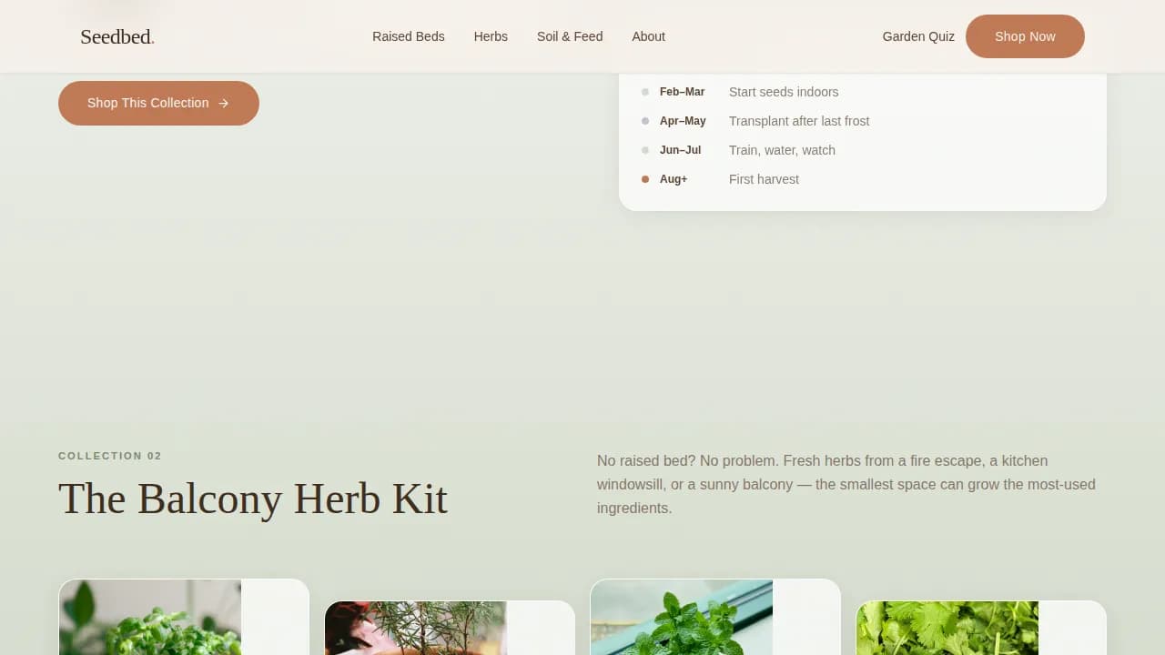 Seedbed — Curated Garden Supply Landing Page Template