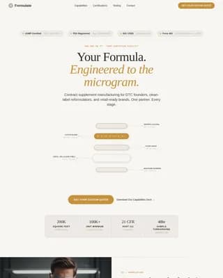 Compound — Precision Supplement Manufacturing Landing Page Template
