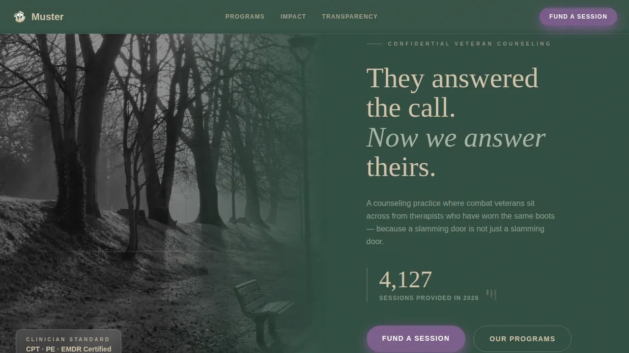 Reveille — Veteran Mental Health Landing Page Template