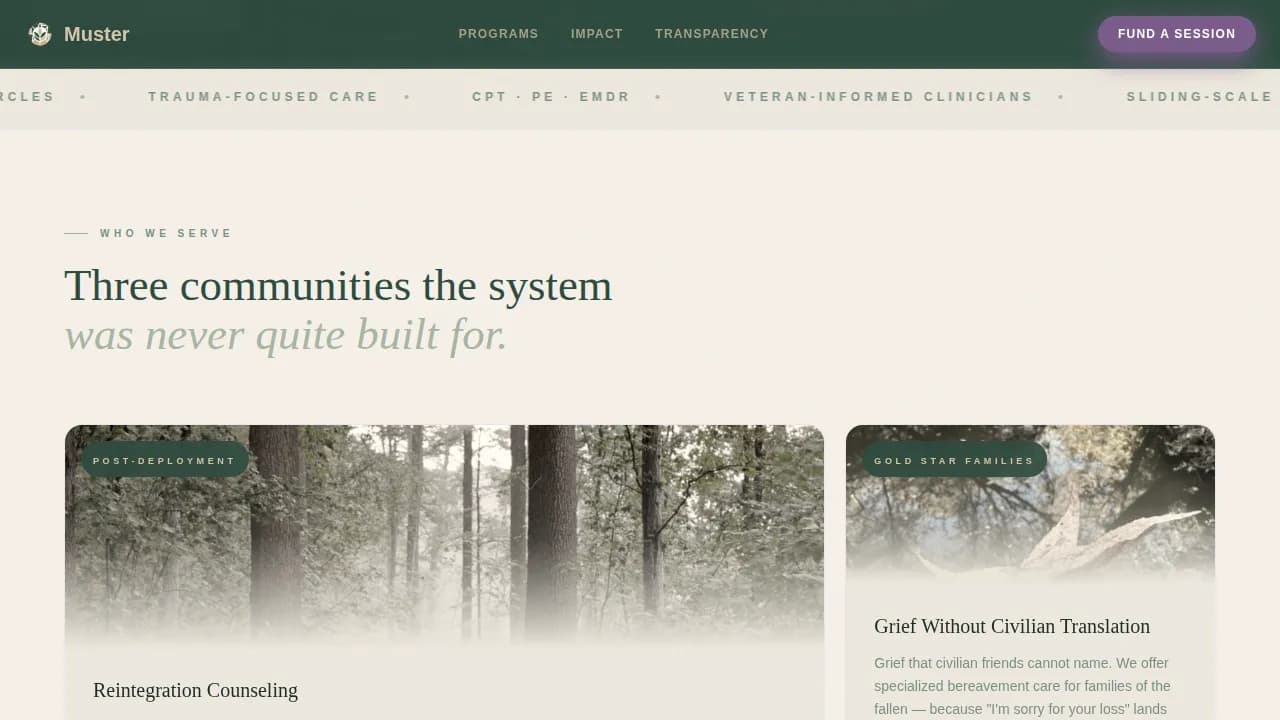 Reveille — Veteran Mental Health Landing Page Template