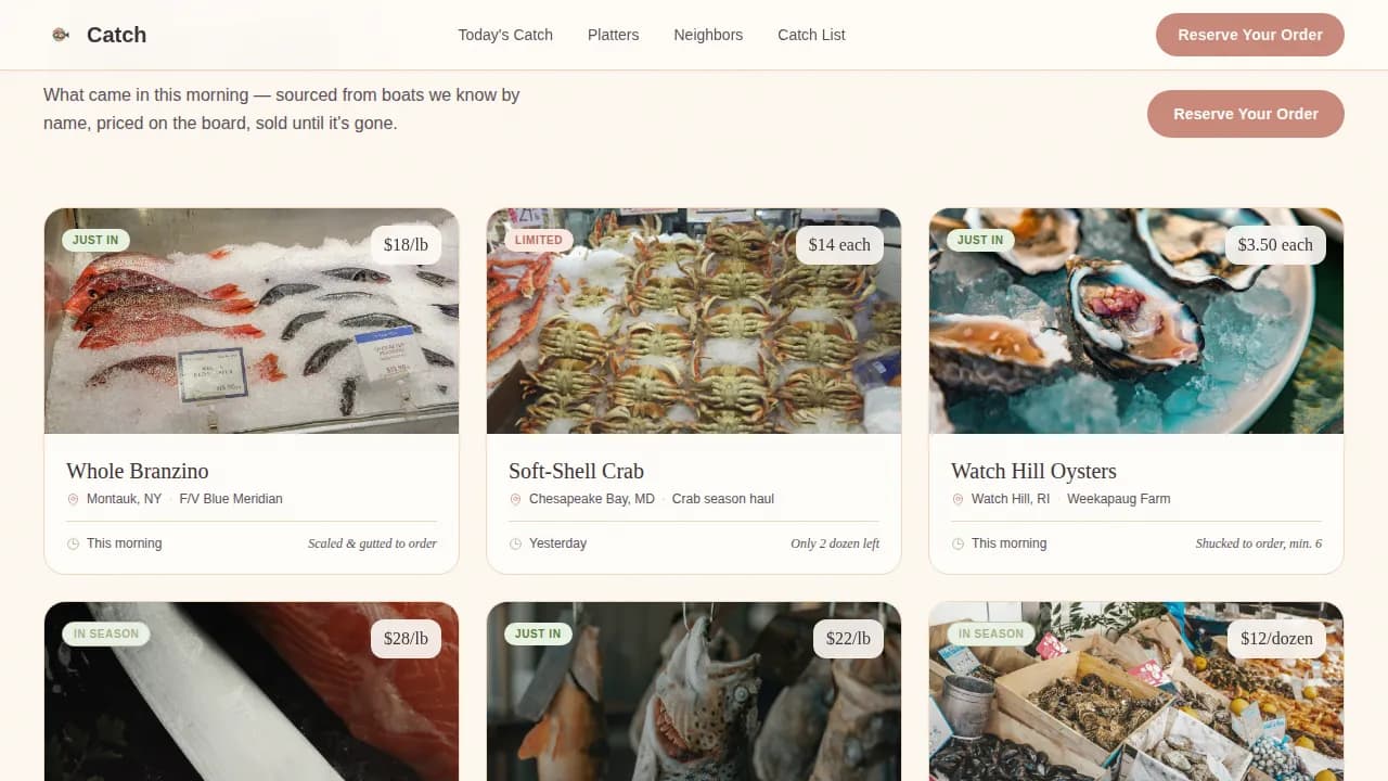 Harbor — Premium Local Fishmonger Landing Page Template