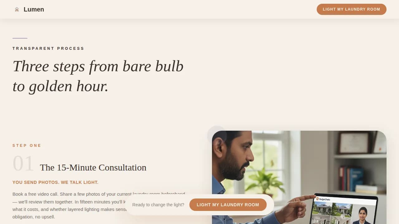 Glow — Radiant Laundry Lighting Landing Page Template