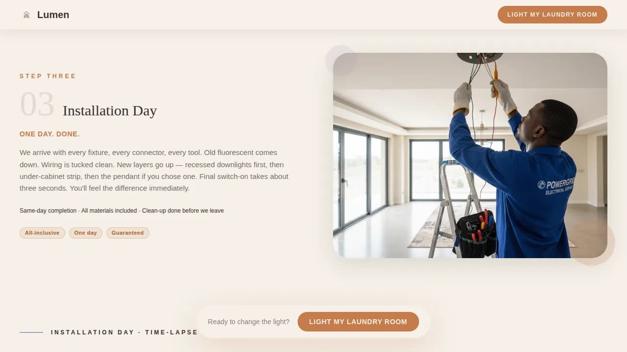 Glow — Radiant Laundry Lighting Landing Page Template