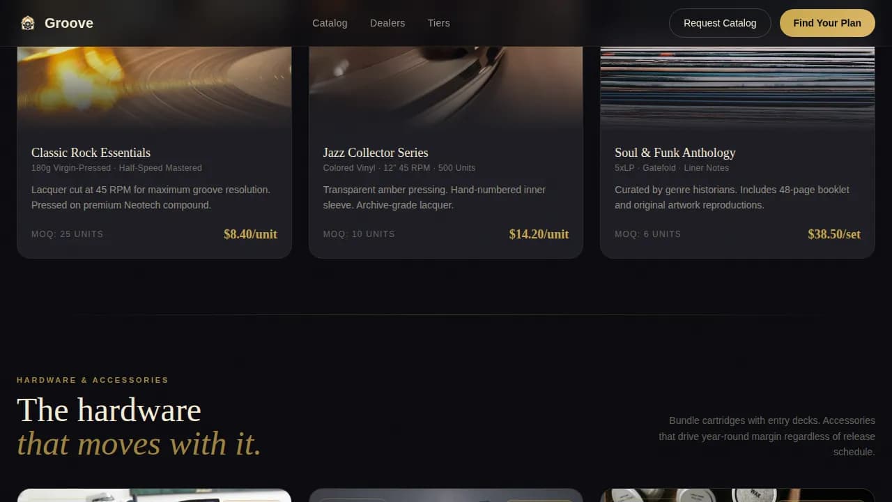 Groove — Vinyl Wholesale Landing Page Template