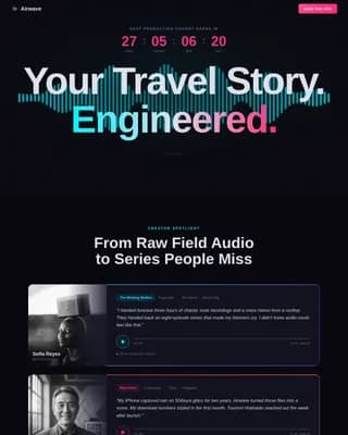 Broadcast — Premium Travel Podcast Landing Page Template