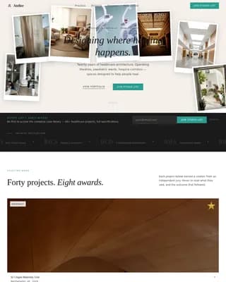 Atelier - Award-Winning Healthcare Design Portfolio Landing Page Template