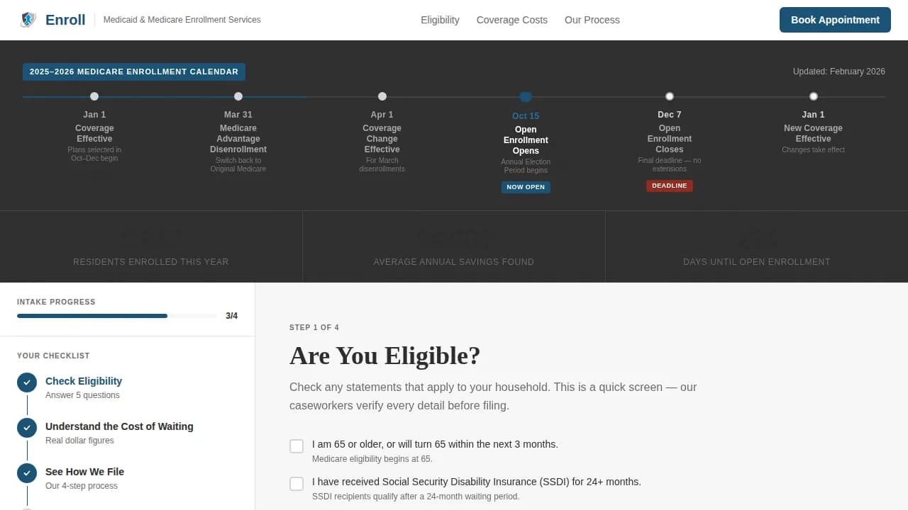 Benefit — Medicaid Medicare Enrollment Landing Page Template