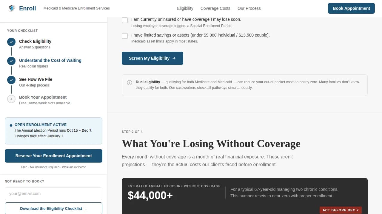 Benefit — Medicaid Medicare Enrollment Landing Page Template