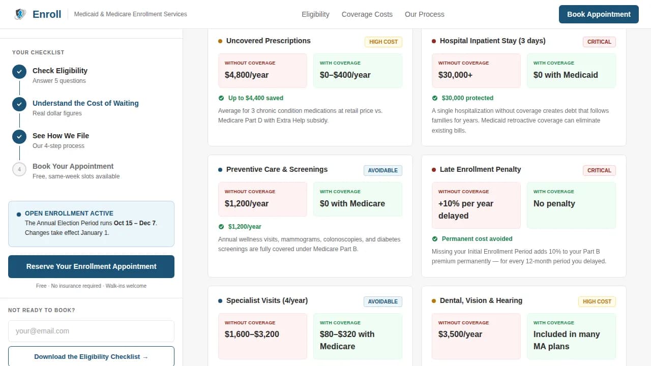 Benefit — Medicaid Medicare Enrollment Landing Page Template