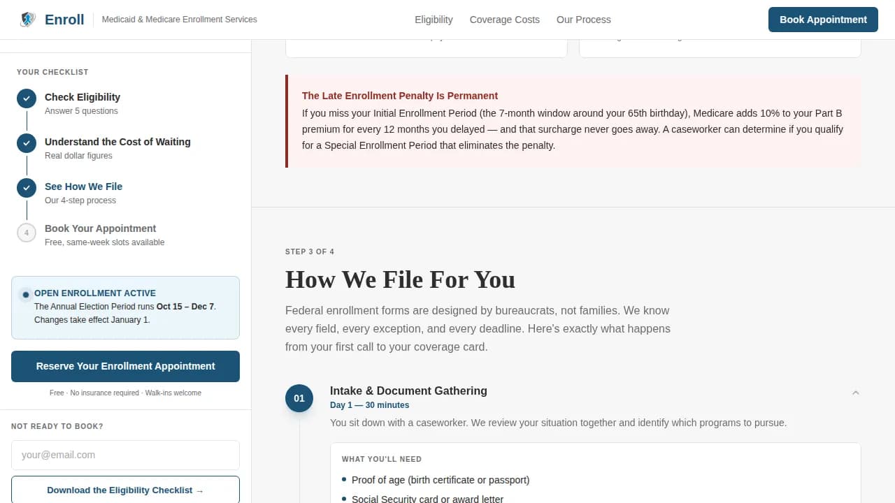 Benefit — Medicaid Medicare Enrollment Landing Page Template