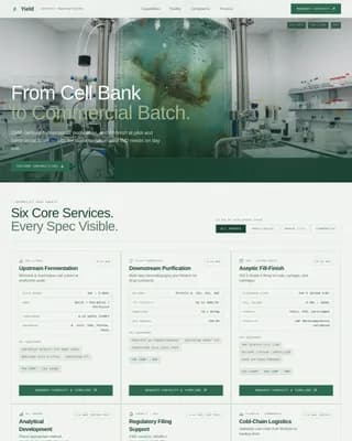 Yield - GMP Contract Biotech Manufacturing Landing Page Template