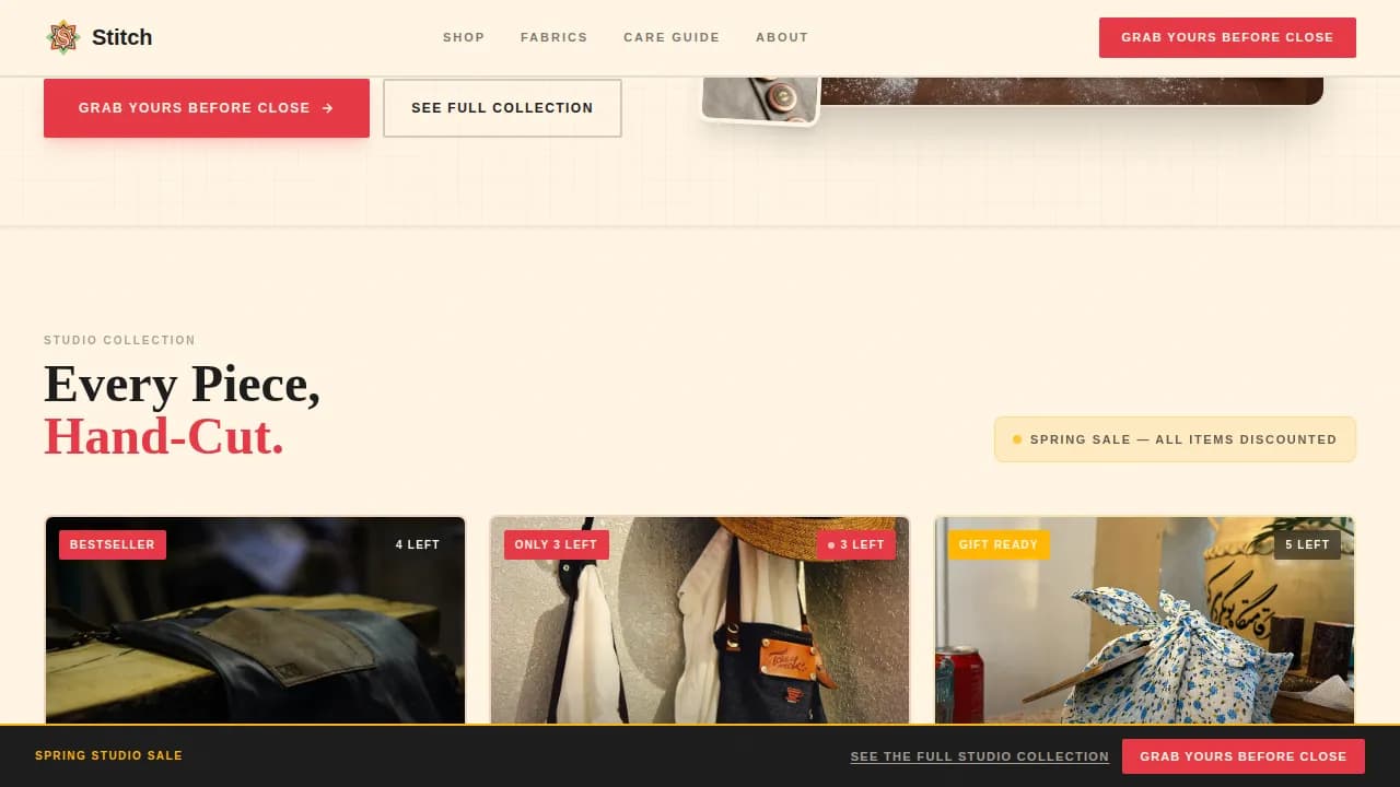 Aprons & Kitchen Textiles Store Pre-Launch Website Template