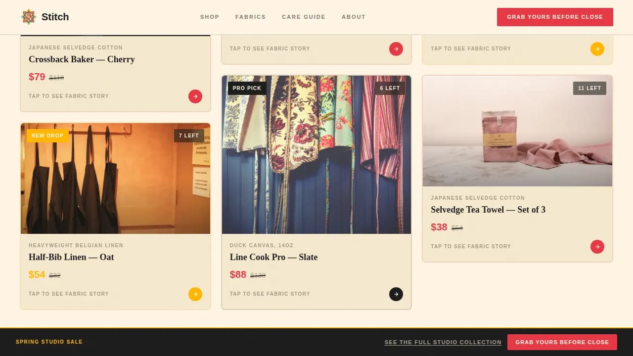 Aprons & Kitchen Textiles Store Pre-Launch Website Template