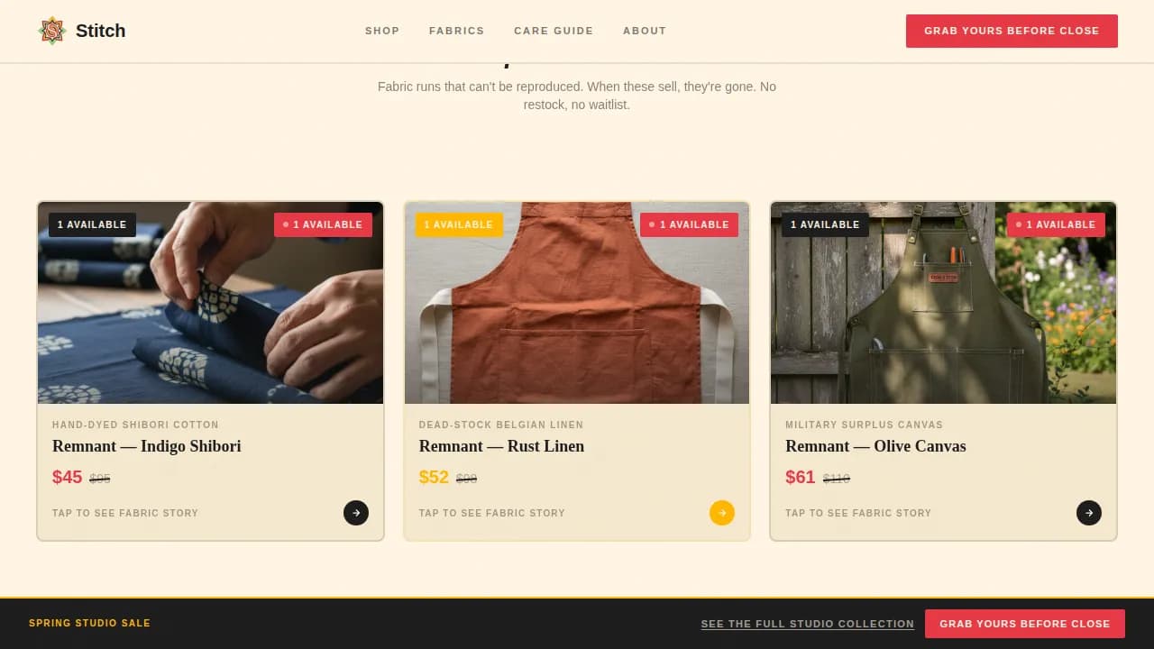 Aprons & Kitchen Textiles Store Pre-Launch Website Template
