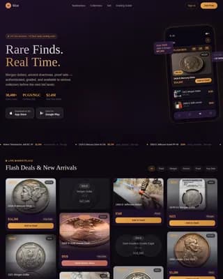 Mint - Rare Coin Marketplace Landing Page Template