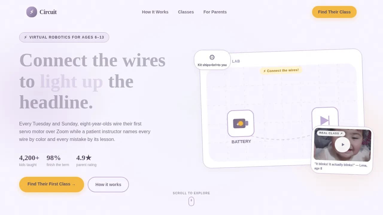 Spark — Beginner Robotics Coding Landing Page Template