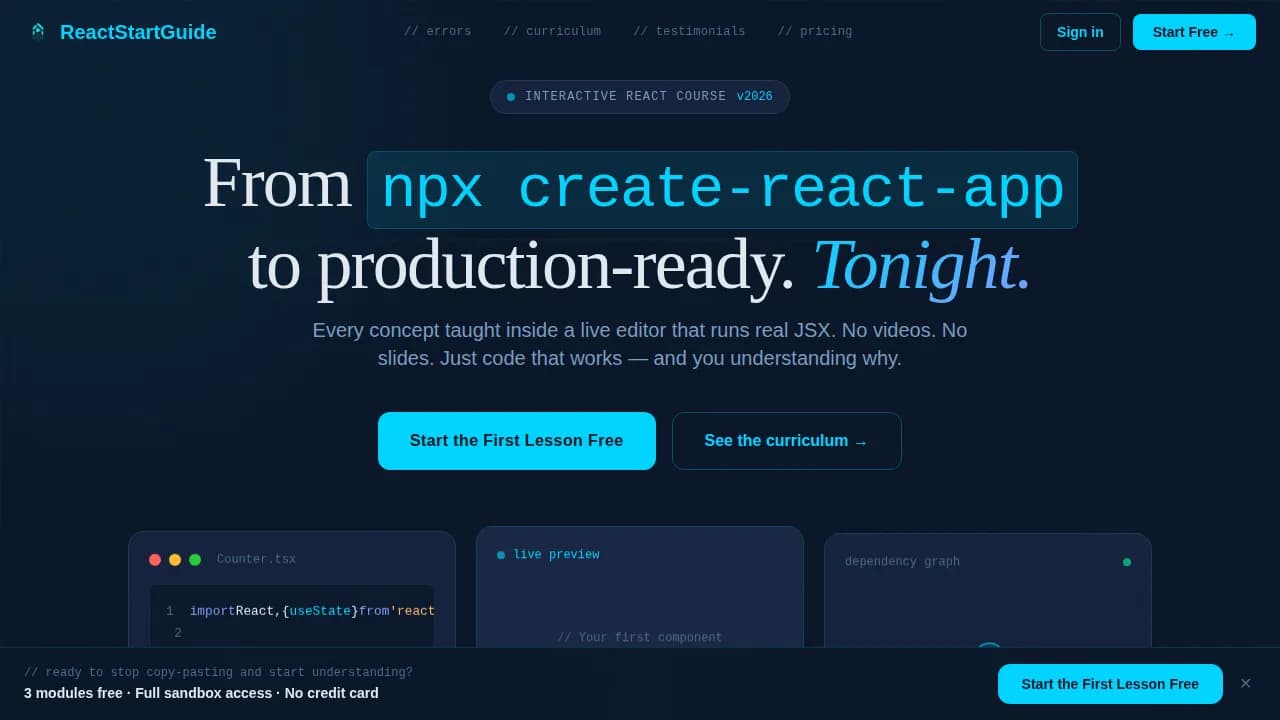 Reactguide - Midnight Dashboard Pro Landing Page Template