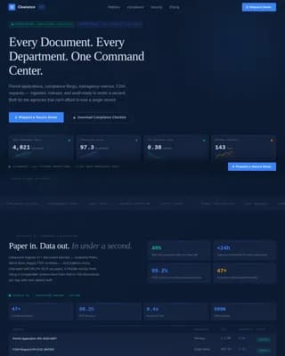 Clearance — Certified Document Management Landing Page Template