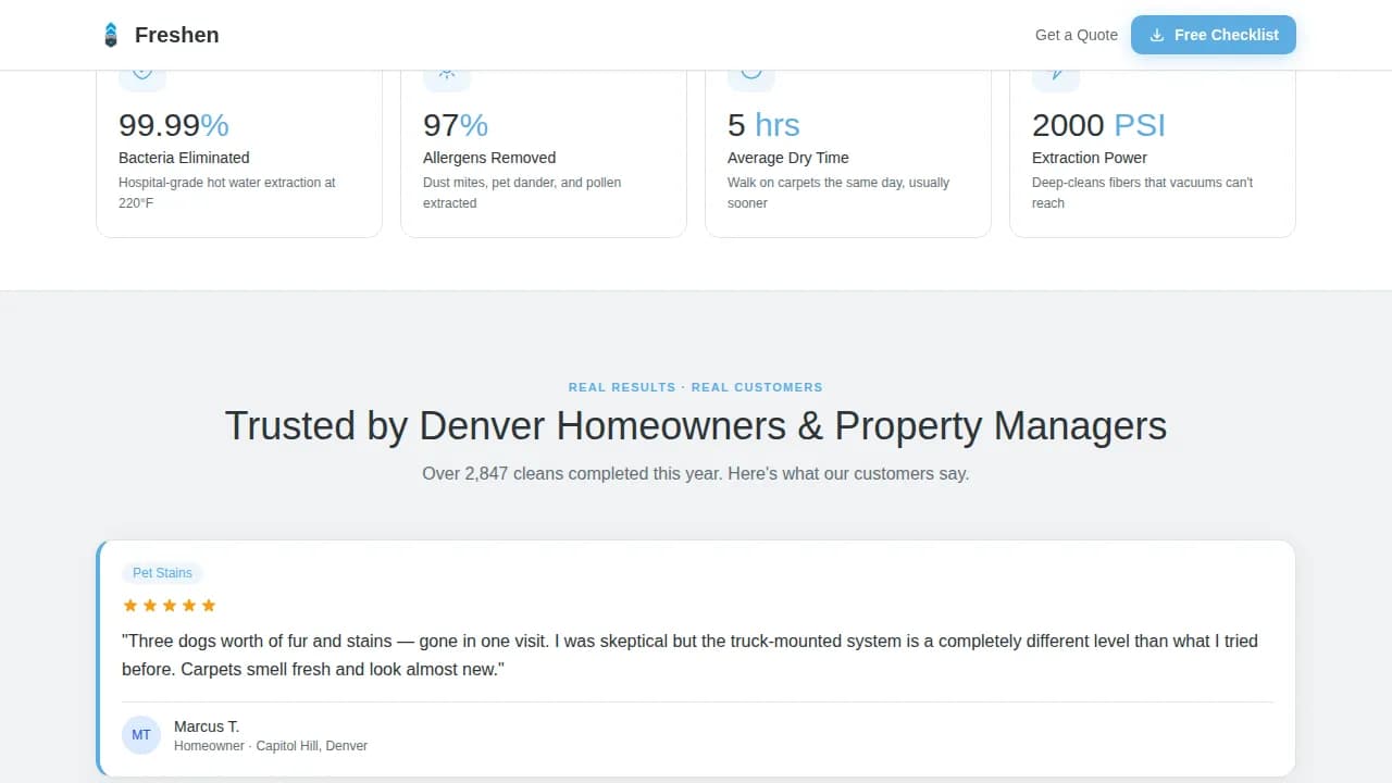 Sparkle — Elite Carpet Care Landing Page Template