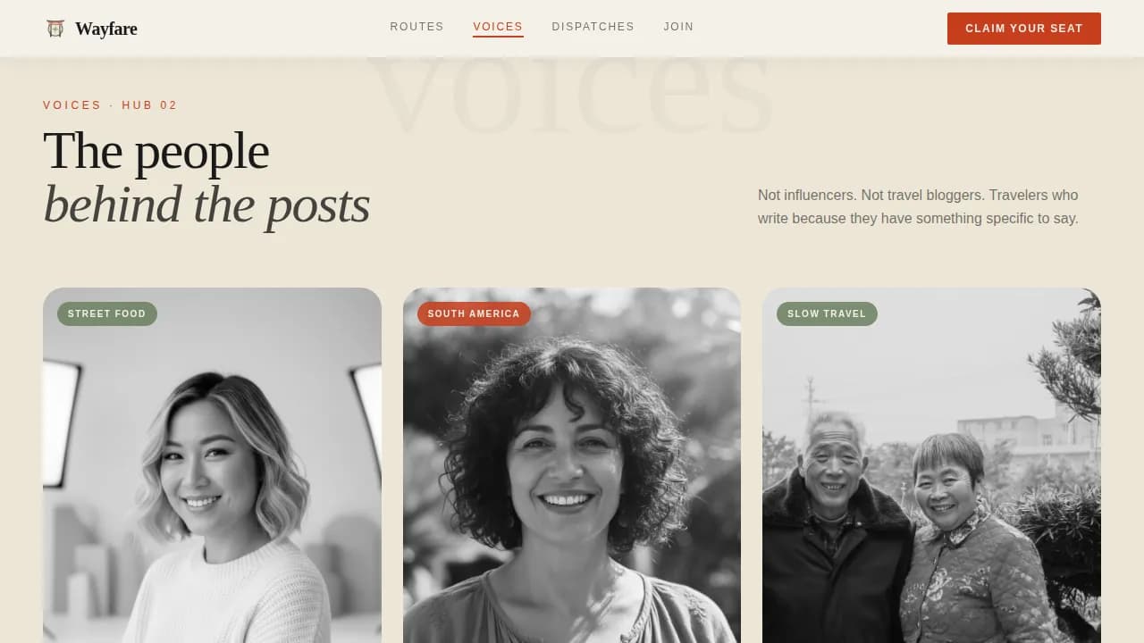 Roam — Travel Community Forum Landing Page Template