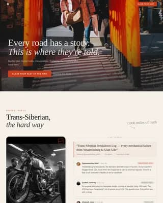 Roam — Travel Community Forum Landing Page Template