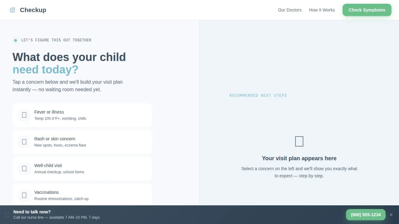 Wellcheck — Instant Pediatric Scheduling Landing Page Template