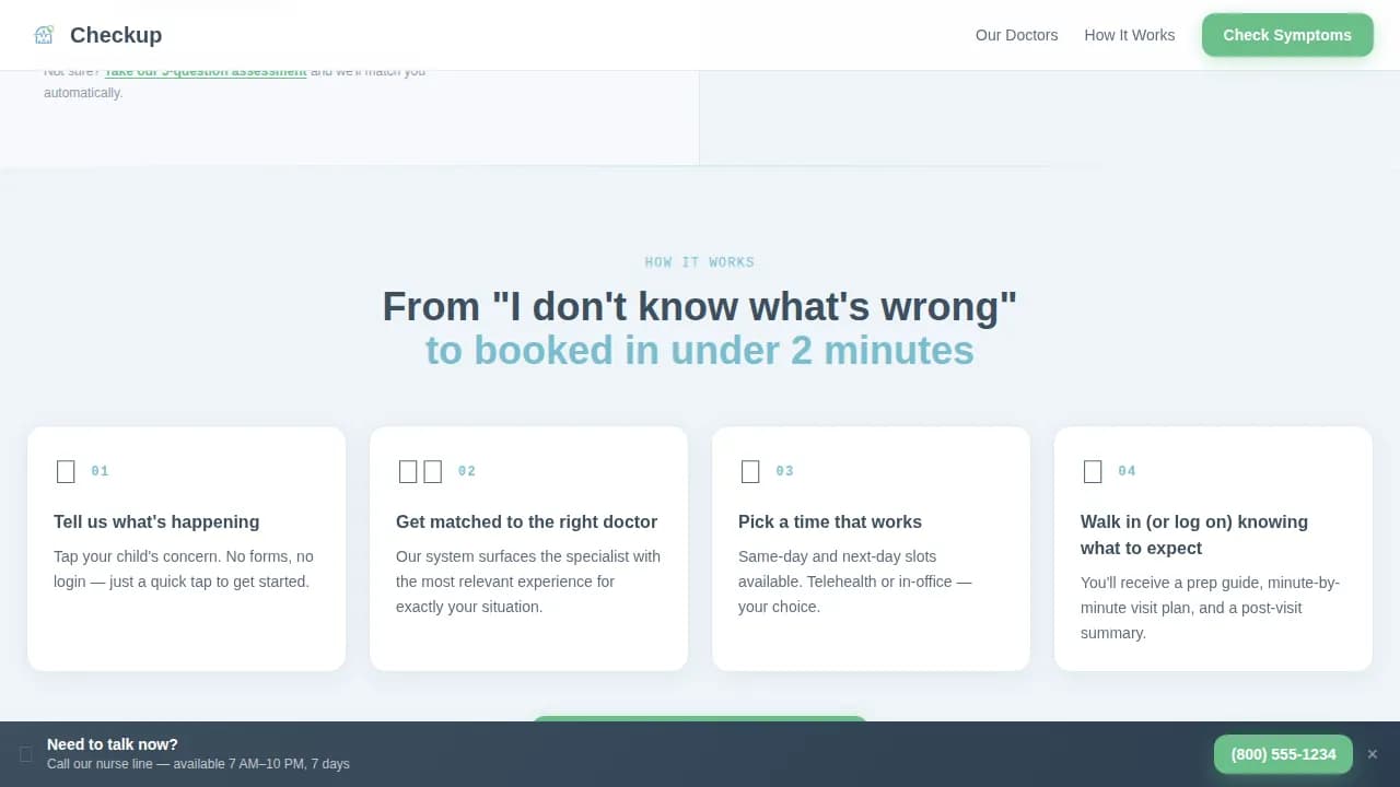 Wellcheck — Instant Pediatric Scheduling Landing Page Template