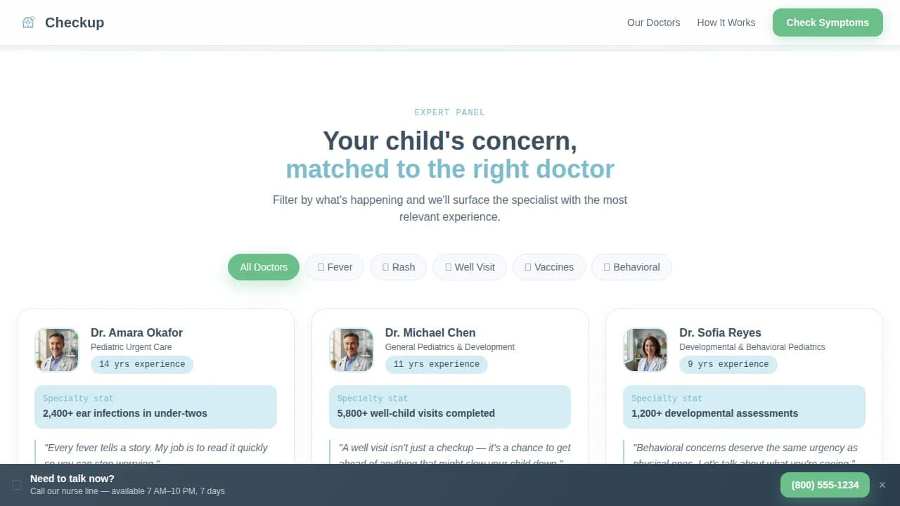 Wellcheck — Instant Pediatric Scheduling Landing Page Template