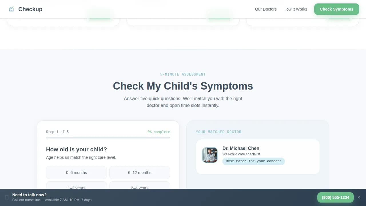 Wellcheck — Instant Pediatric Scheduling Landing Page Template