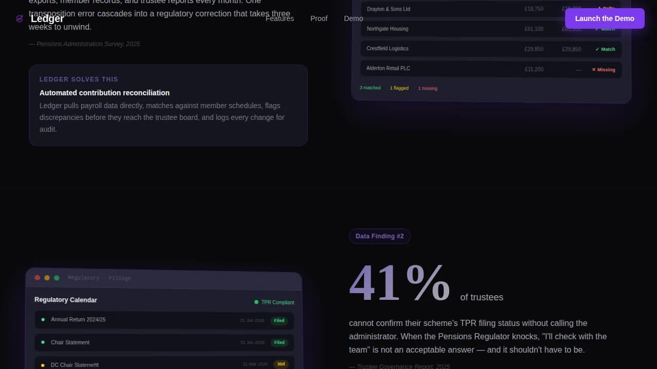 Ledger — Pension Admin Landing Page Template
