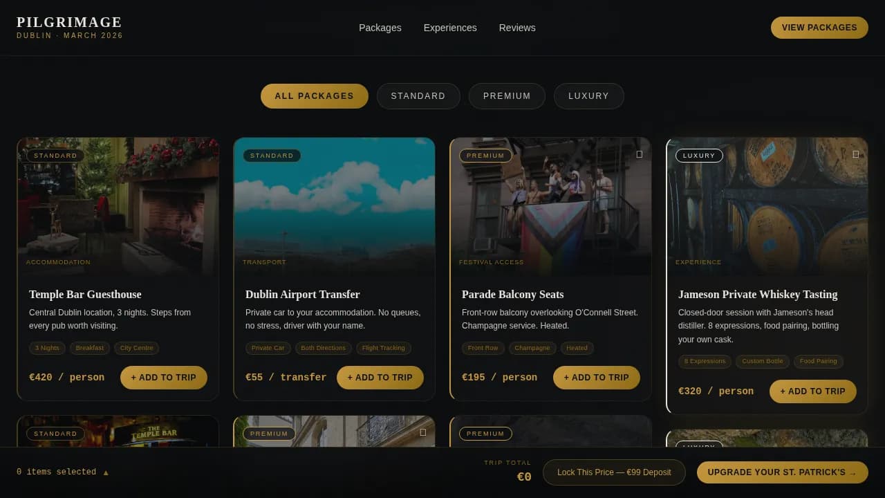 Pilgrimage — Travel Package Landing Page Template