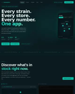 Harvest — Smart Cannabis Analytics Landing Page Template