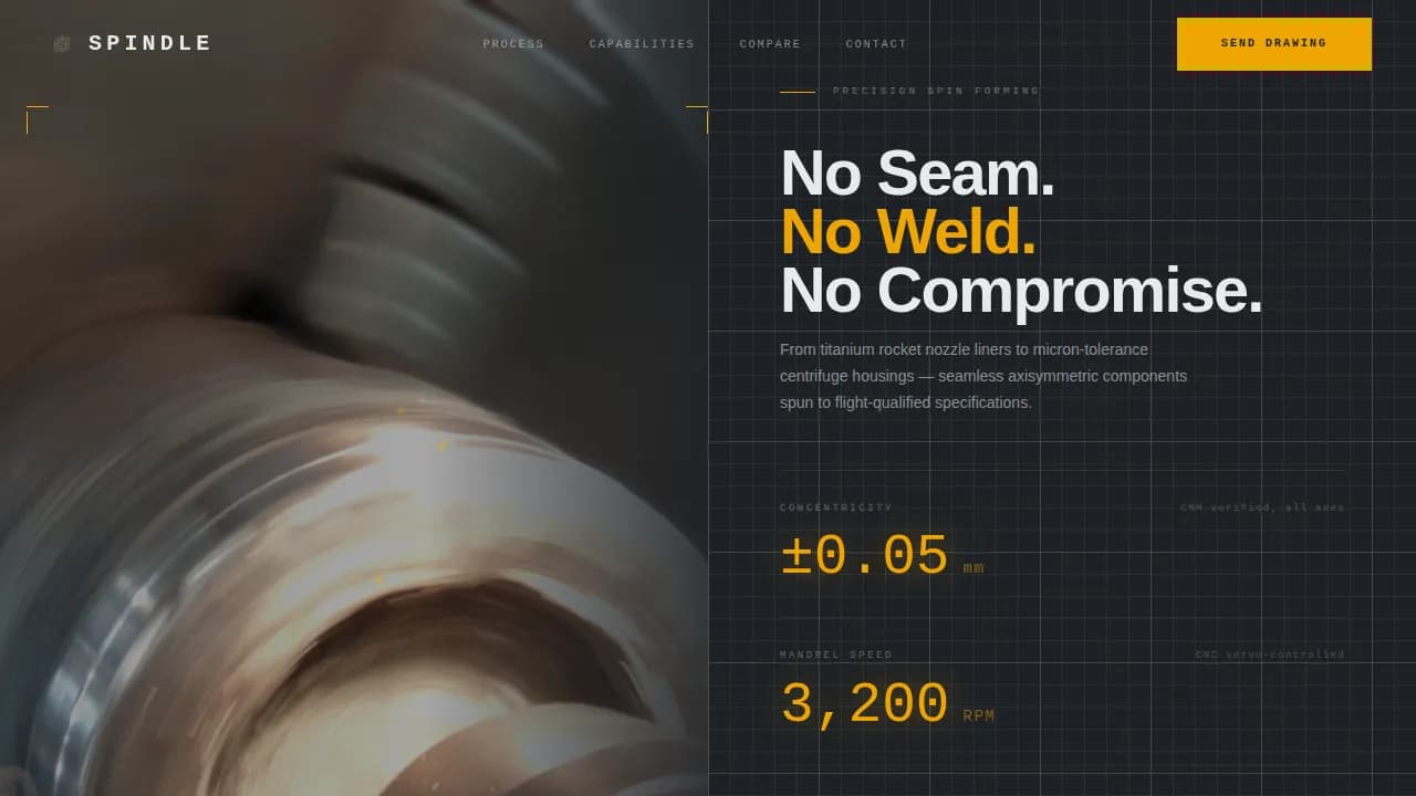 Arbor — Expert Metal Spinning Landing Page Template