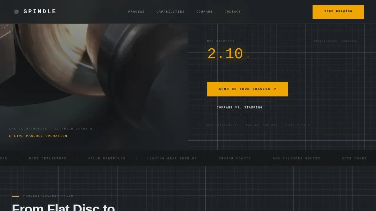 Arbor — Expert Metal Spinning Landing Page Template