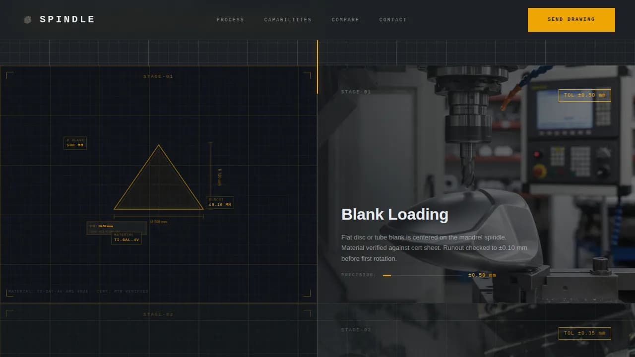 Arbor — Expert Metal Spinning Landing Page Template