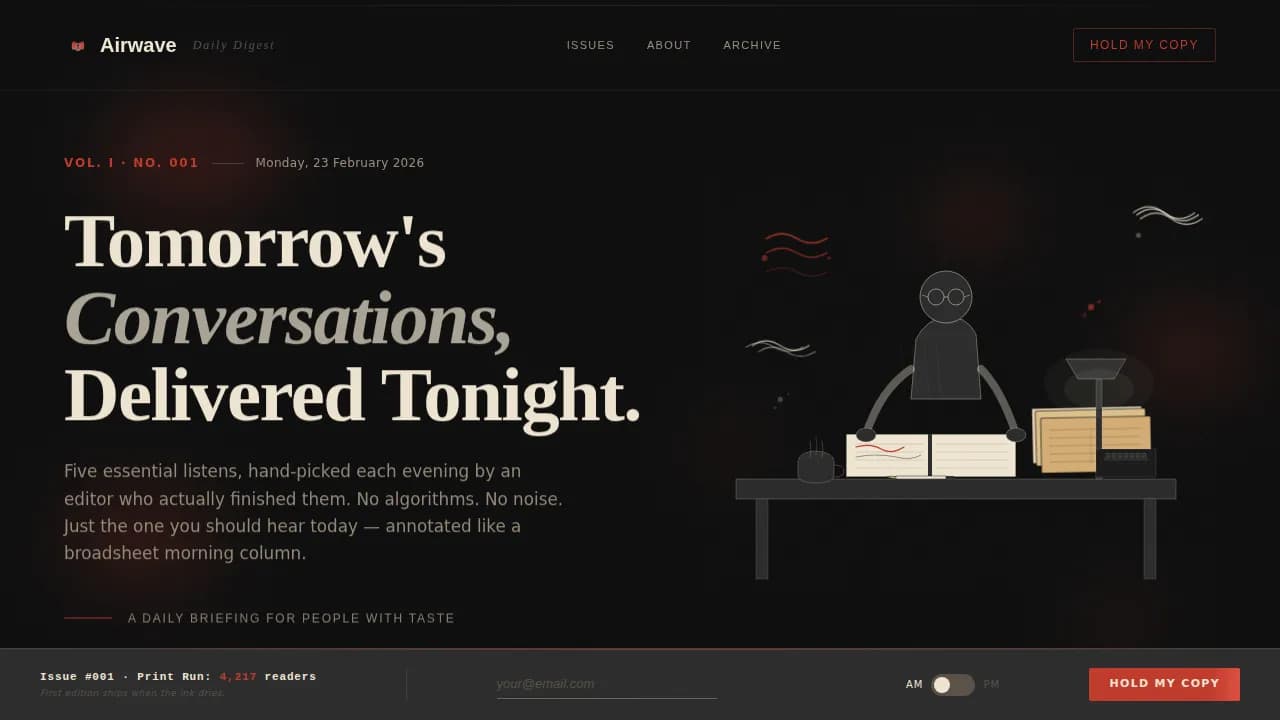 Broadcast — Smart Podcast Curation Landing Page Template