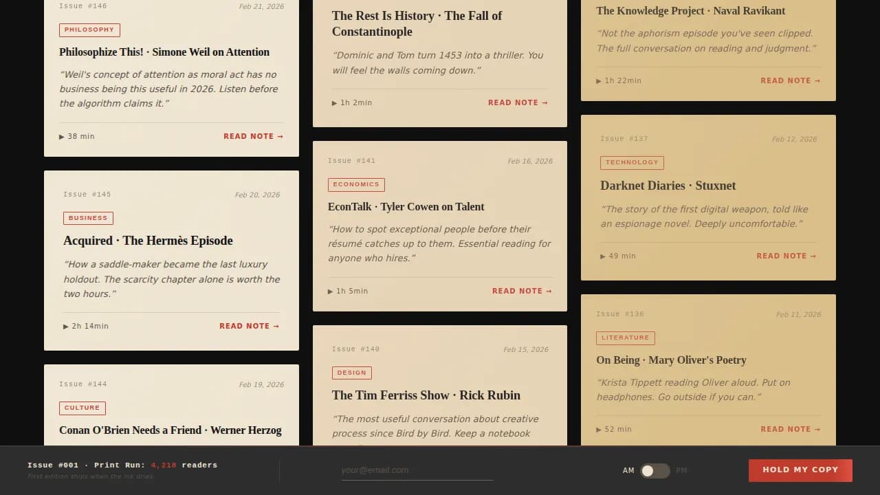 Broadcast — Smart Podcast Curation Landing Page Template