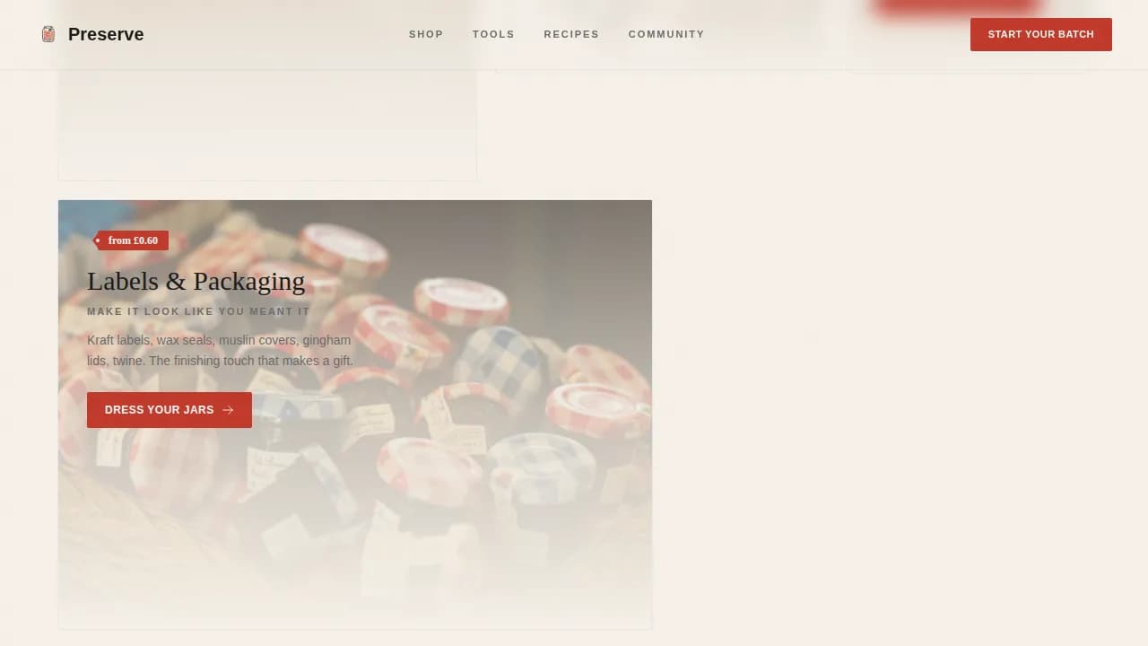 Preserve — Gourmet Canning Supply Landing Page Template
