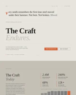 Anvil - Editorial Blacksmithing Forge Landing Page Template