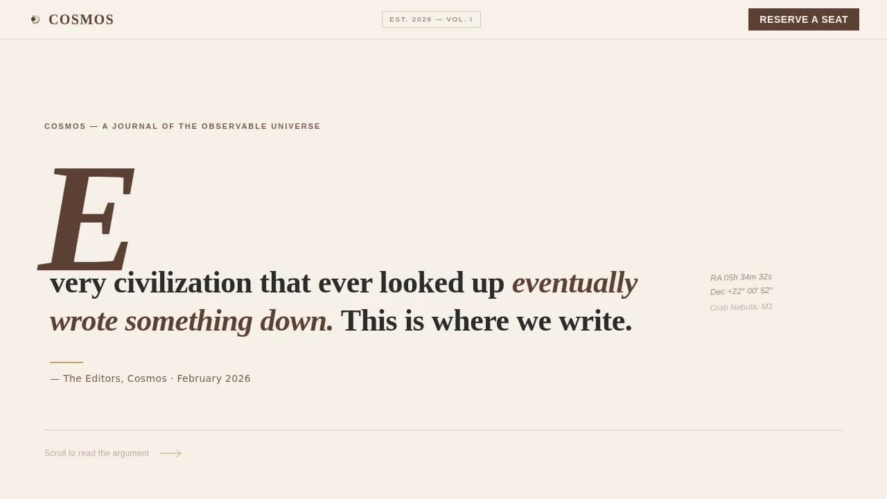 Stellar — Editorial Space Chronicle Landing Page Template