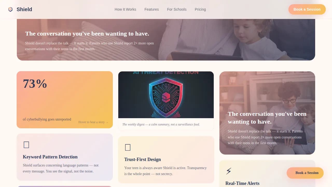 Guardian — Protective Teen Digital Safety Landing Page Template