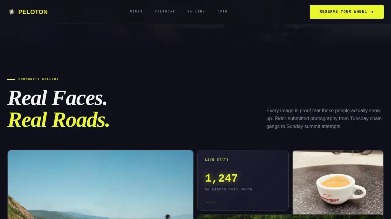 Peloton - Dynamic Motion Road Cycling Club Landing Page Template
