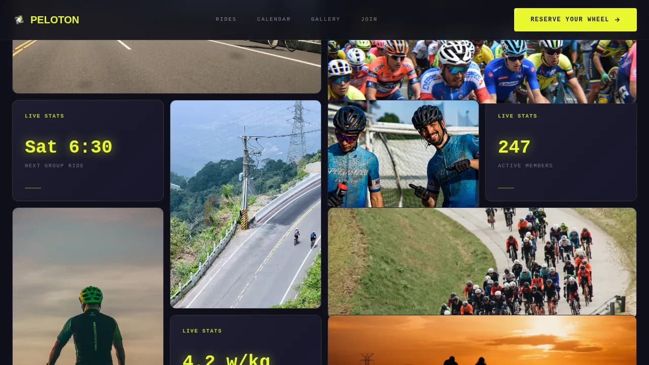 Peloton - Dynamic Motion Road Cycling Club Landing Page Template