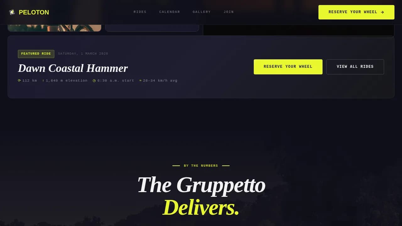 Peloton - Dynamic Motion Road Cycling Club Landing Page Template