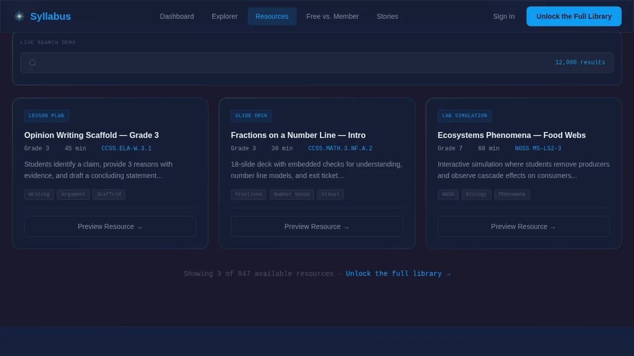 Library — Unlock Learning Resources Landing Page Template