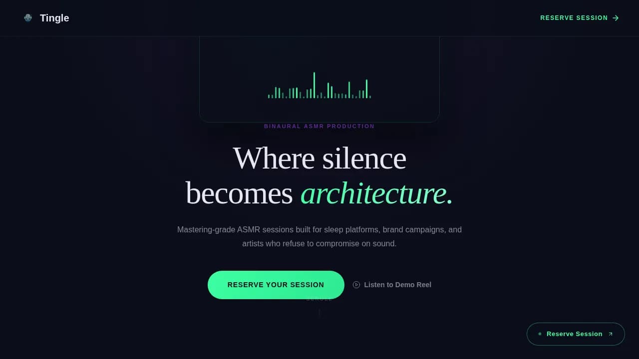 Tingle - Binaural ASMR Production Studio Landing Page Template